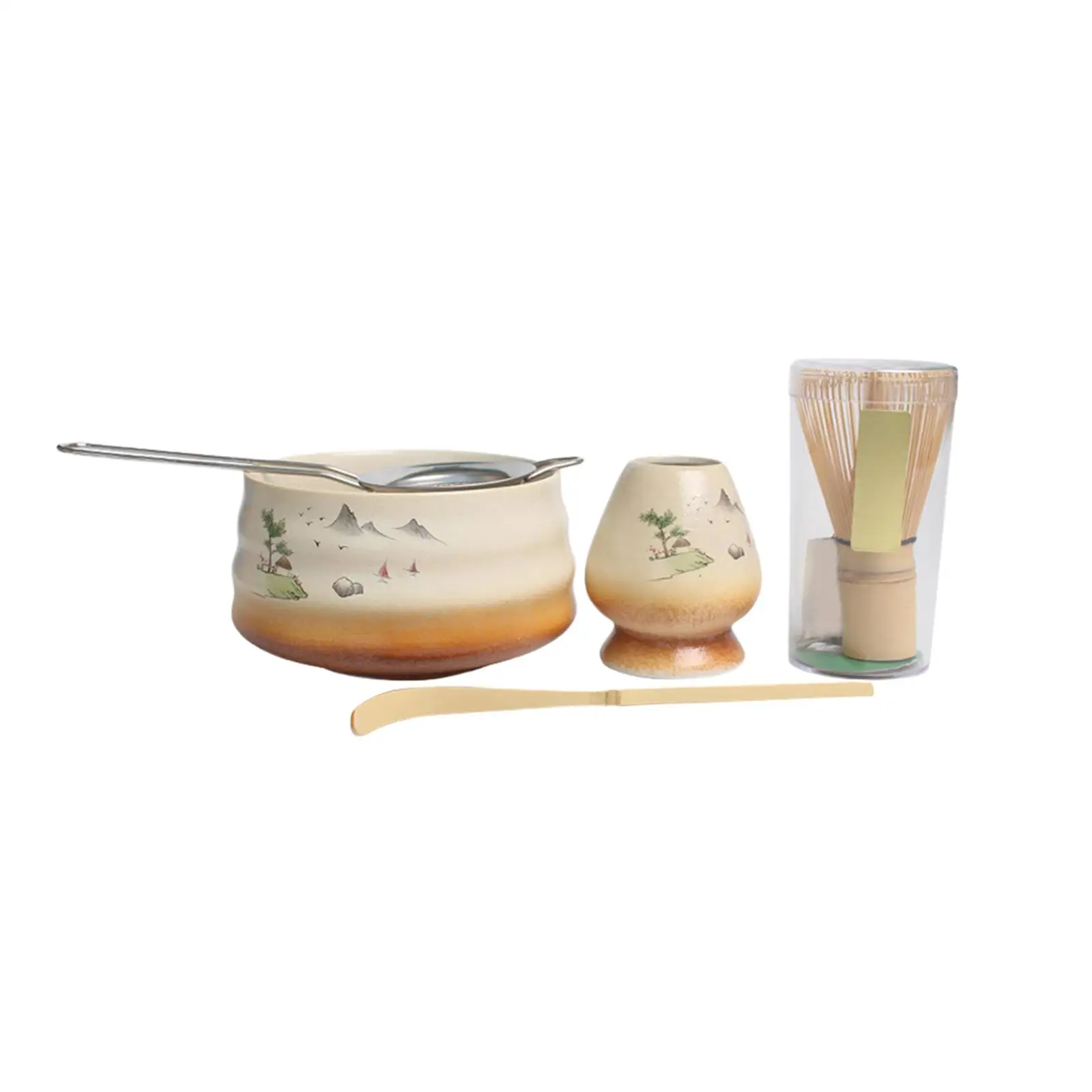 Matcha Tea Set Matcha Whisk Traditional Spoon Stainless Steel Strainer Matcha