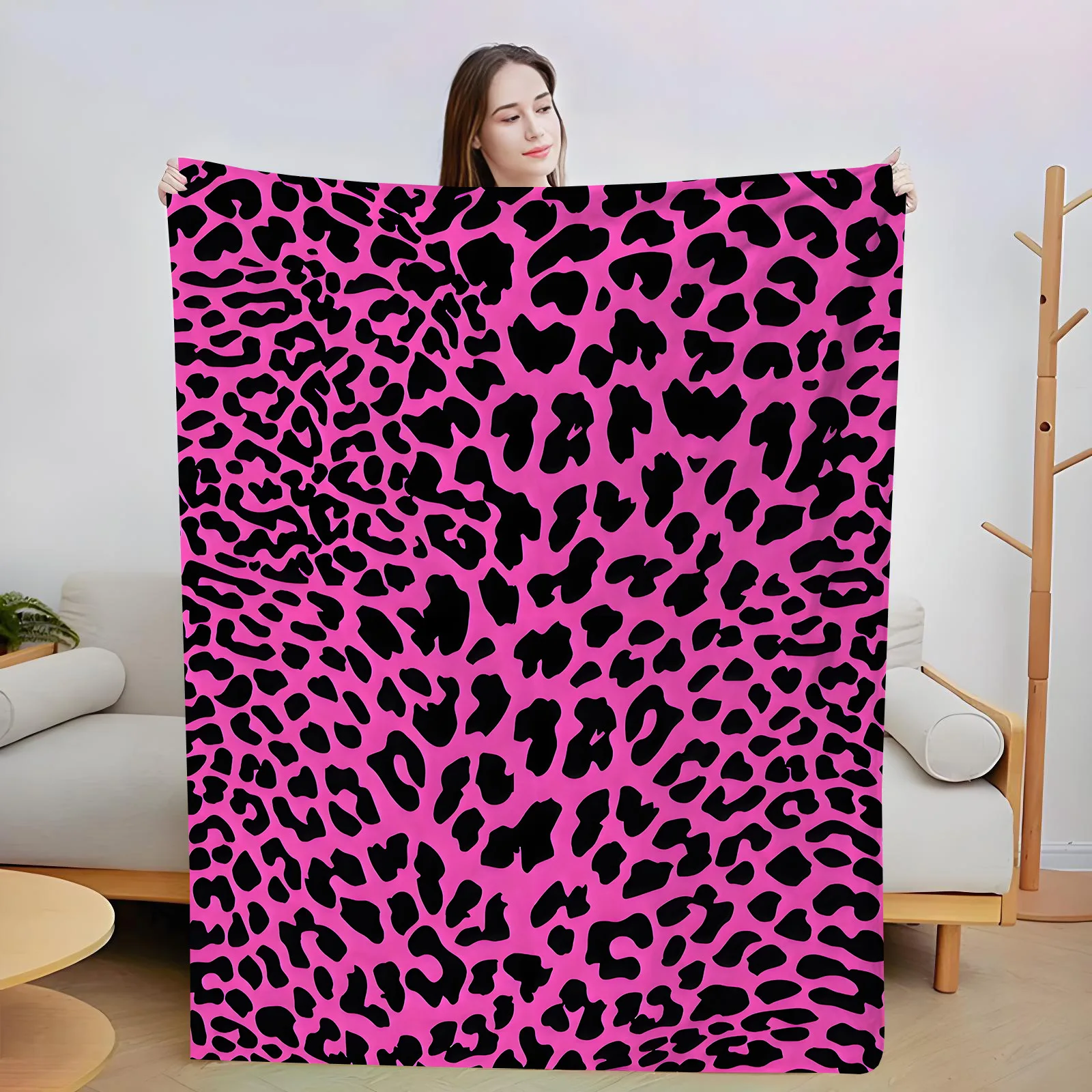 New Flannel Cow Leopard Print Blanket, Digital Printing Blanket, Nap Class A Blanket, Sofa Blanket Air Conditioner