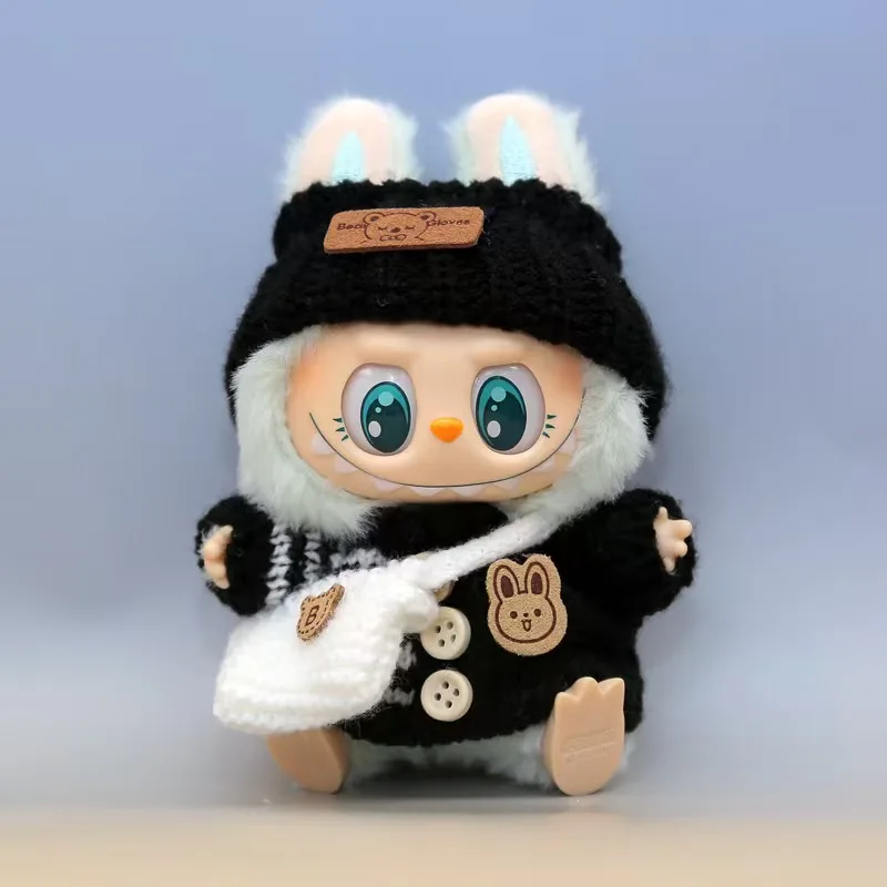 Per 17 centimetri V1/V2 Labubu Vestiti Vestito Labubu Seduta Partito Orso Etichetta Sciarpa Cappello Bottone Maglione Jean Shorts Bambole Accessori