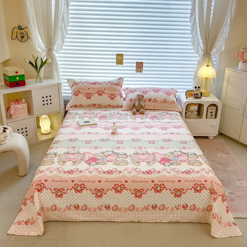 Süßes bedrucktes flaches Bettlaken 100% Baumwolle Bettwäsche haut freundliches flaches Blatt Einzel-/Doppel laken drap de lit (Kissen bezug muss bestellt werden)