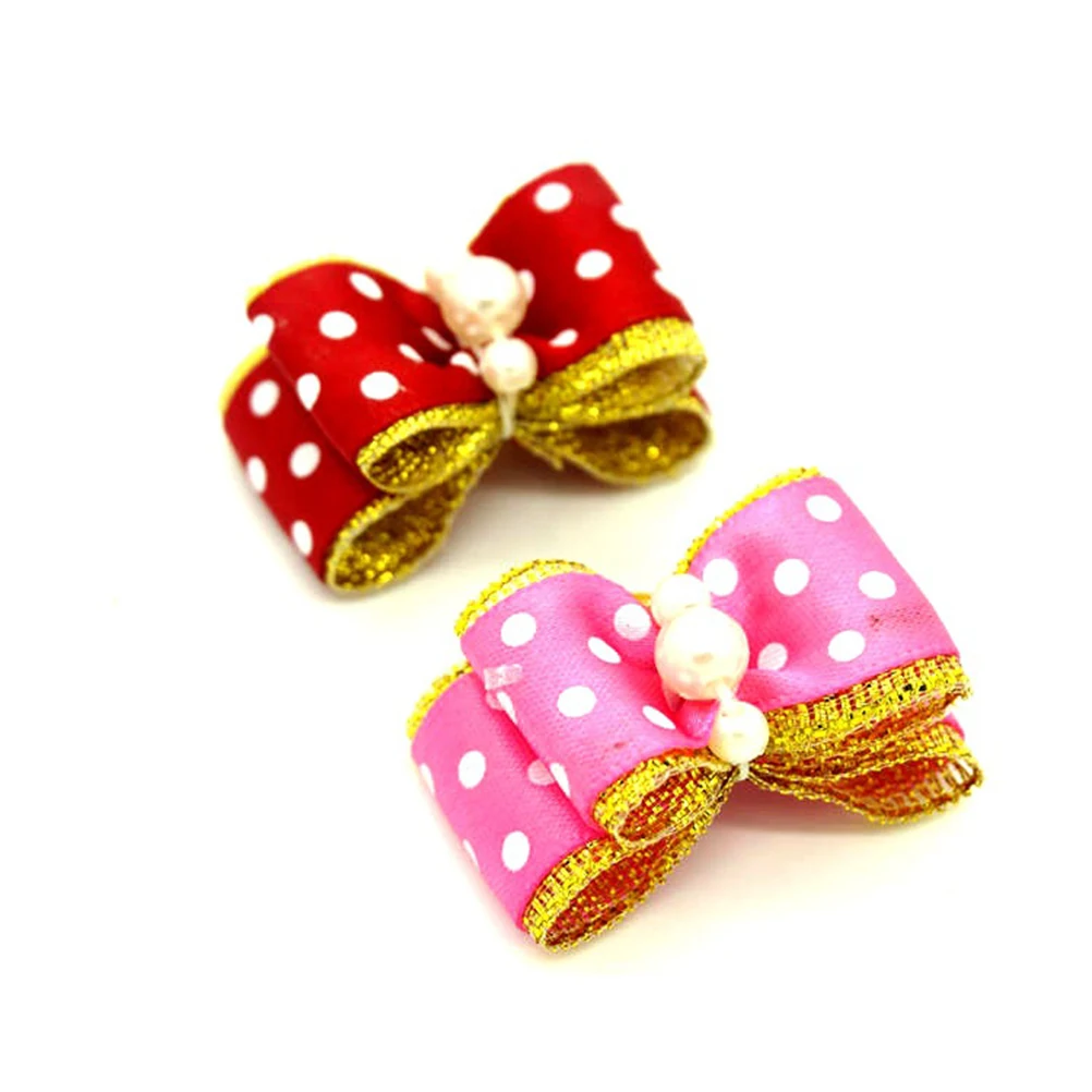 

5pcs Pet Head Flower Hair Clips Ring Double Layer Holder Dog Rope Tie Christmas Long Hair Pets Stylish Bowknot Daily Occasions