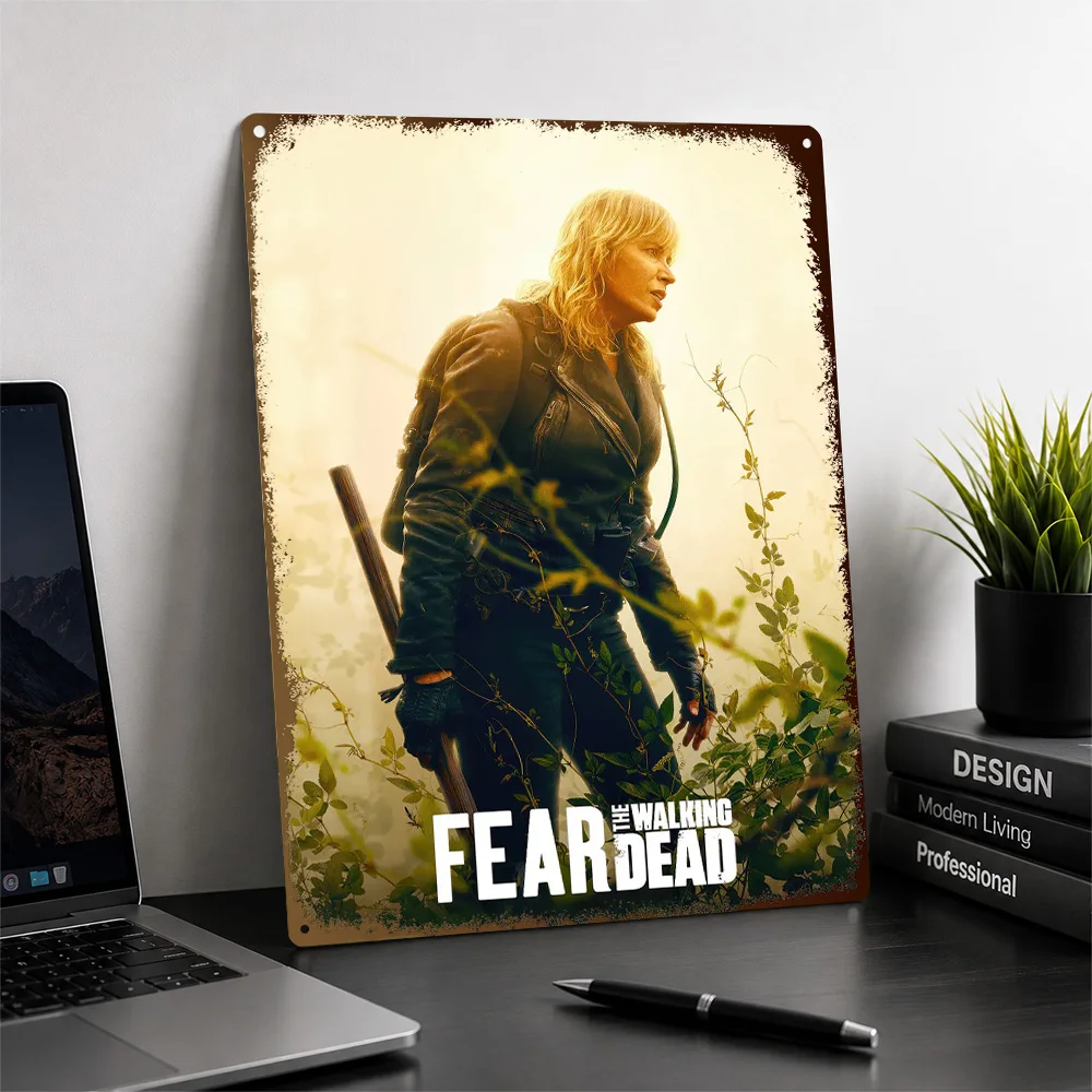 Fear The Walking Dead Textured Metal Poster Cinematic Wall Art For Entertainment Room Customized Aluminum Sign Birthday Gift