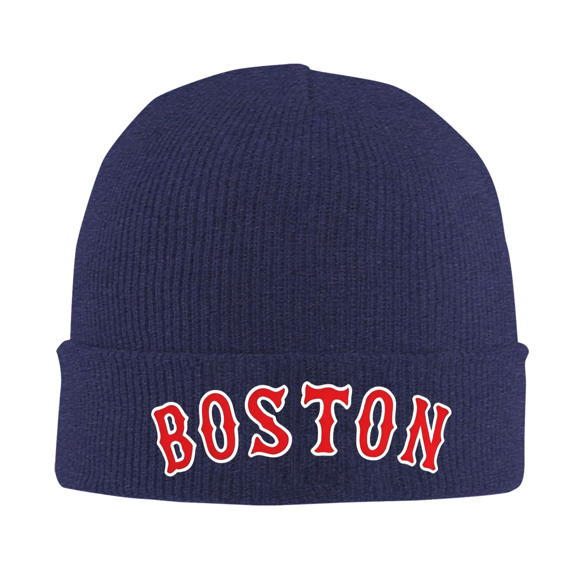boston Flat edge letter Winter Skullies Beanies Hat Warm Autumn Knitted Hats Bonnet Caps for Women Men