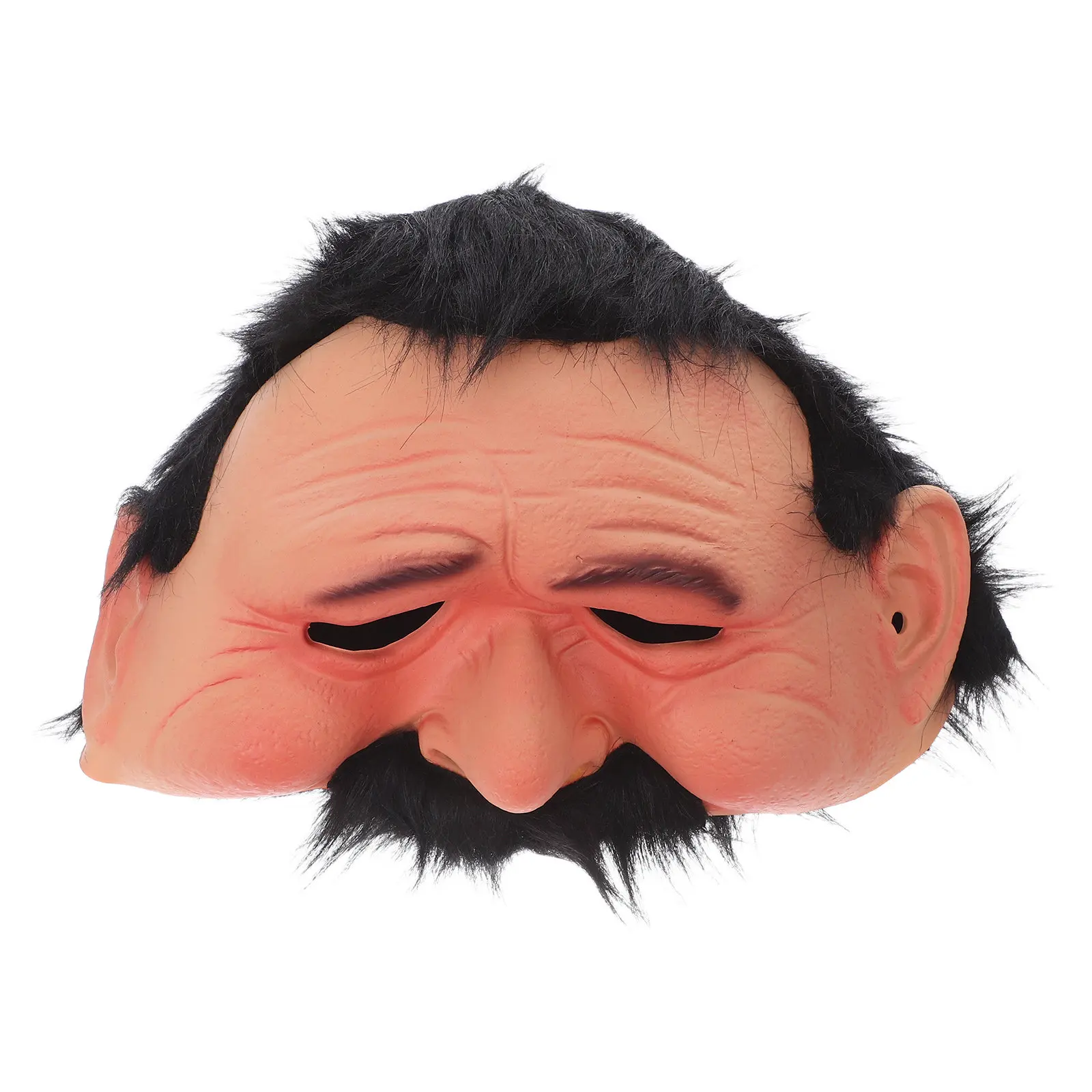 Realistic Latex Old Man Half Face Mask for Halloween Cosplay Masquerade Party Elderly Character Costume Authentic Wrinkle Detail