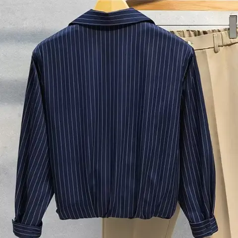 Herr Randig Långärmad Skjorta Vår Höst Ny Koreansk Affärs Lös Mångsidig Kappa Tonårsmode Casual Svarta Toppar Med Slagslag 6 best sales Koreansk svart skjorta för män - №6