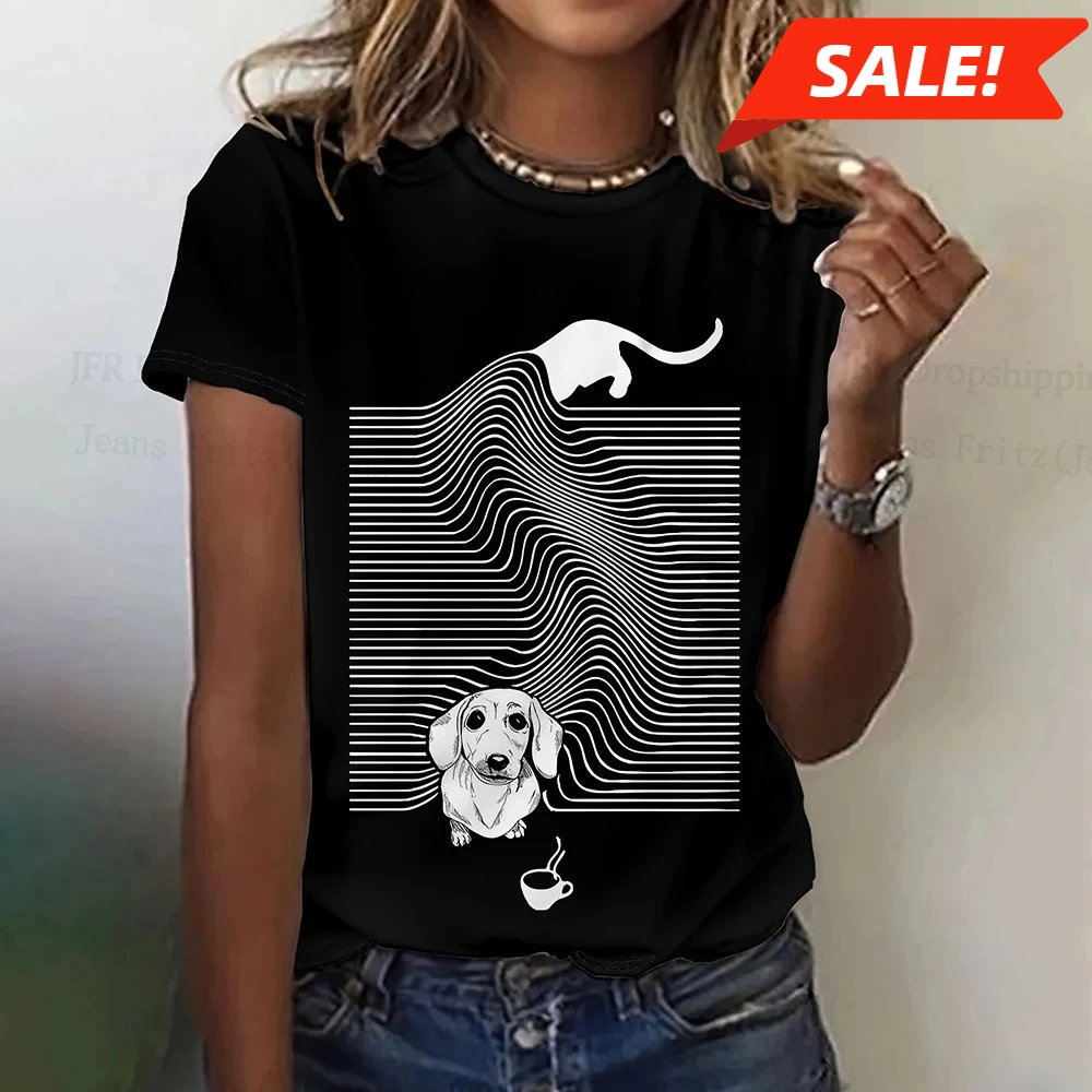 

Women T shirt 3D Funny Animal Chick Cat Pattern 3d Print T-shirt O-Neck Short Sleeve Tops Tees Women Clothing Dog Tshirt Street
