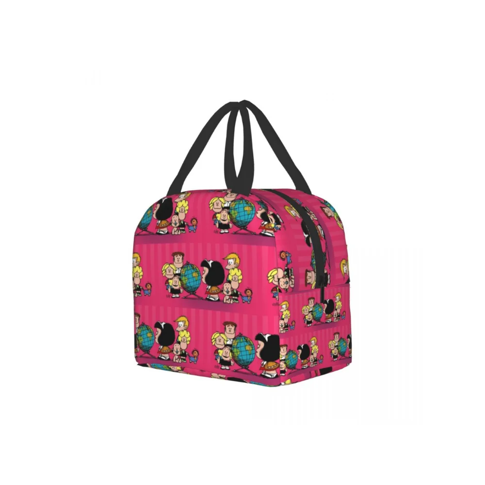 Bolsa de almuerzo con aislamiento de Mafalda divertida para mujeres y niños, Enfriador de cómic reutilizable, caja Bento térmica, bolsas de Picnic para el trabajo, escuela y viaje