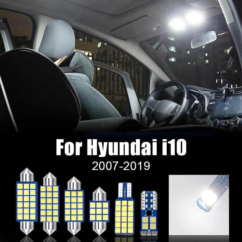 

For Hyundai i10 2007-2013 2014 2015 2016 2017 2018 2019 Car LED Bulbs Dome Map Light Trunk Lamp License Plate lights Accessories