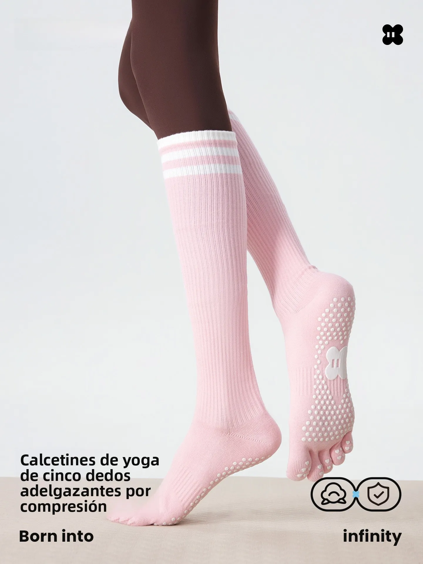 Calcetines Largos Deportivos JKN para Yoga, Antideslizantes, Profesions, para Pilates, Fitn, Danza, con Alto Conte ...