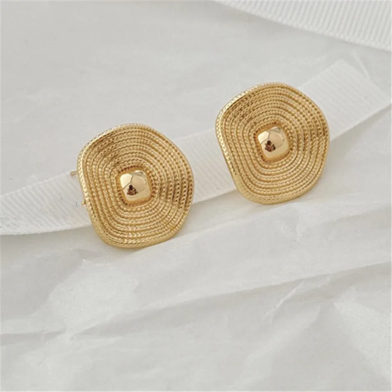 Fashion Silver Gold Plated Irregular Geometric Texture Earrings Elegant Vintage Fashionable Jewelry Accessories e1443