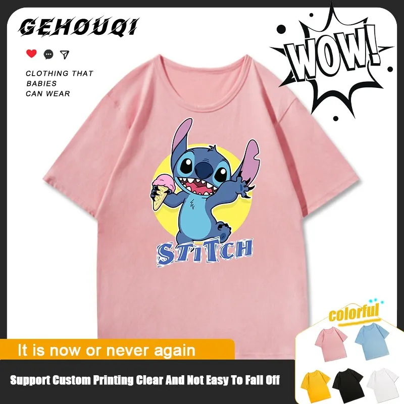 

Stitch Joint T-shirt Men Short Sleeve Disney Animation Around Stitch Cotton Clothes