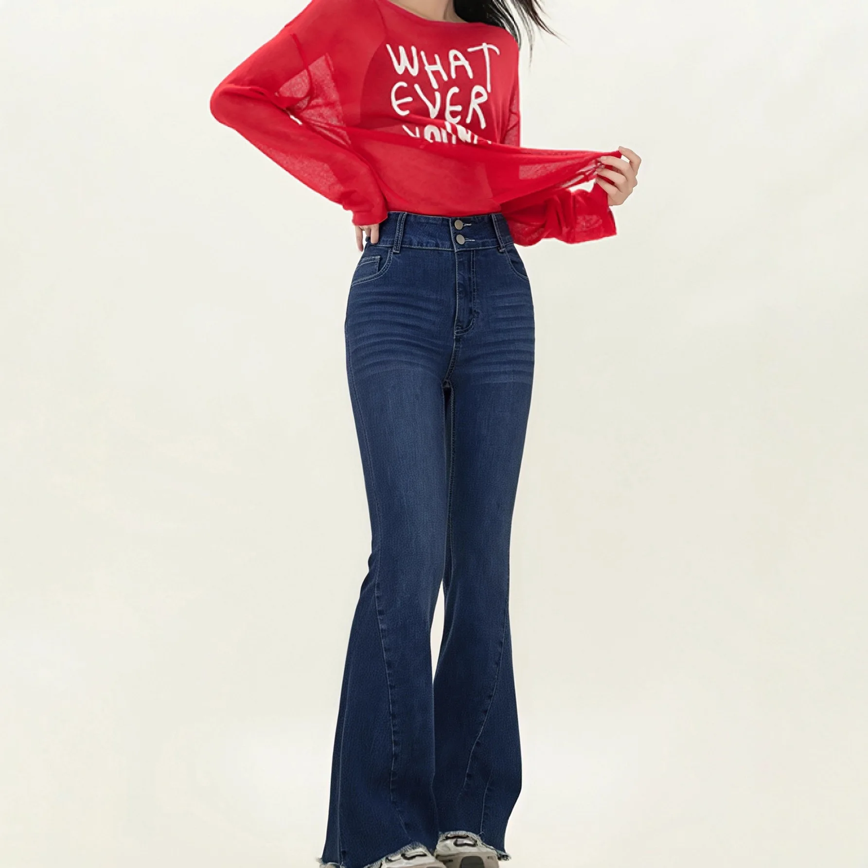 

High-waisted Flared Jeans Women's New Loose and Thin Flared Floor-mopping Pants