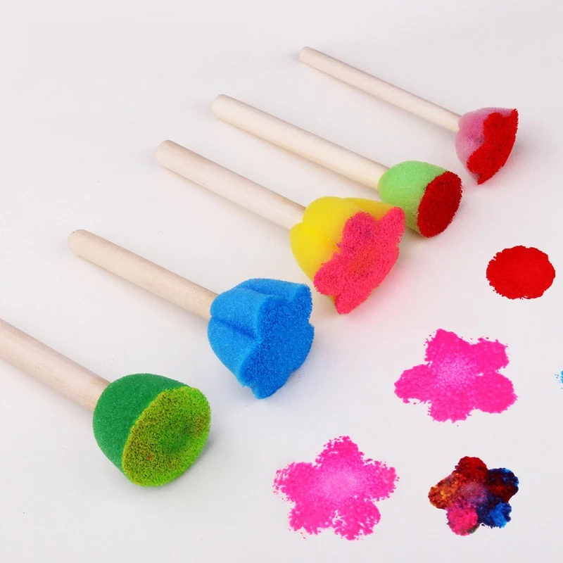 Nouveaux pinceaux éponge créatifs et amusants, 5 couleurs, Mini ensembles de joints d'éponge à fleurs, fournitures d'art personnalisées, offre spéciale