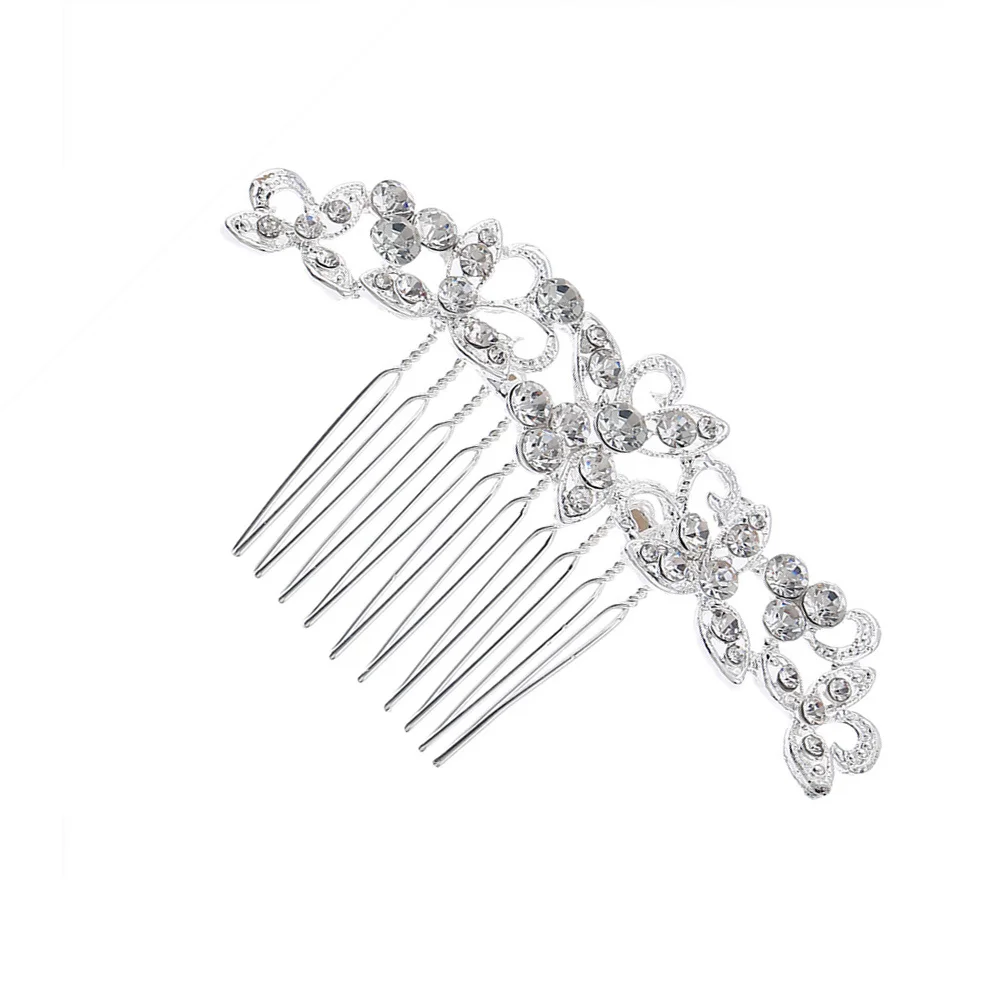 

Silver Rhinestone Bride Hair Comb Gorgeous Elegant Wedding Headdress Party Hair Accessories Women Female Wedding Headdress