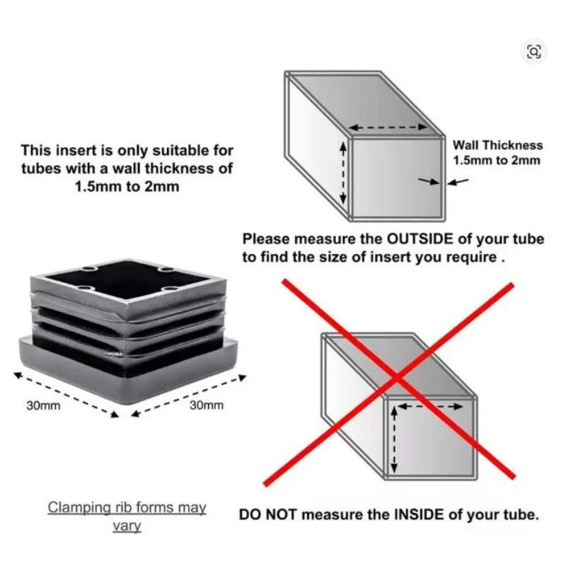 Square Pipe Plug Black Blanking End Caps Rectangular Pipe Tube Cap Insert PlugsTable Chair Furniture Foot Cover Decorative Dust image 6