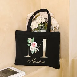 Personalized Bridesmaid Tote Bag Initial with Name Handbag Bridal Bachelorette Party Bag Bride Wedding Shoulder Bag Gift for Her