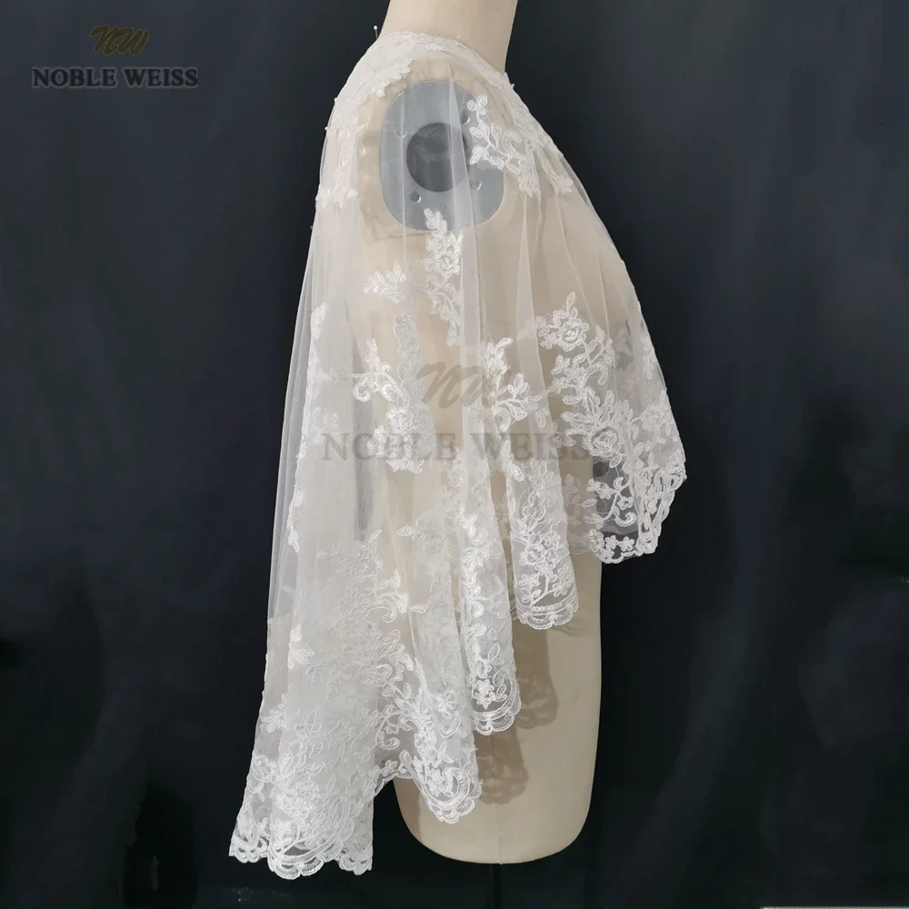 Wedding Cape Lace Hem Bridal Jackets Elegant Shawl   Shrugs For Bride Appliques Bride Wrap Customized