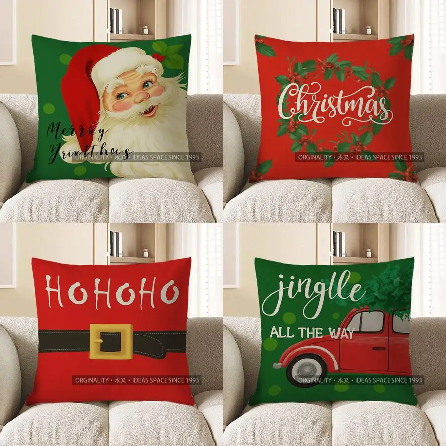 

Домашний декор, наволочка с рисунком Санта-Клауса, подходит для дивана, спальни, автомобиля, наволочка