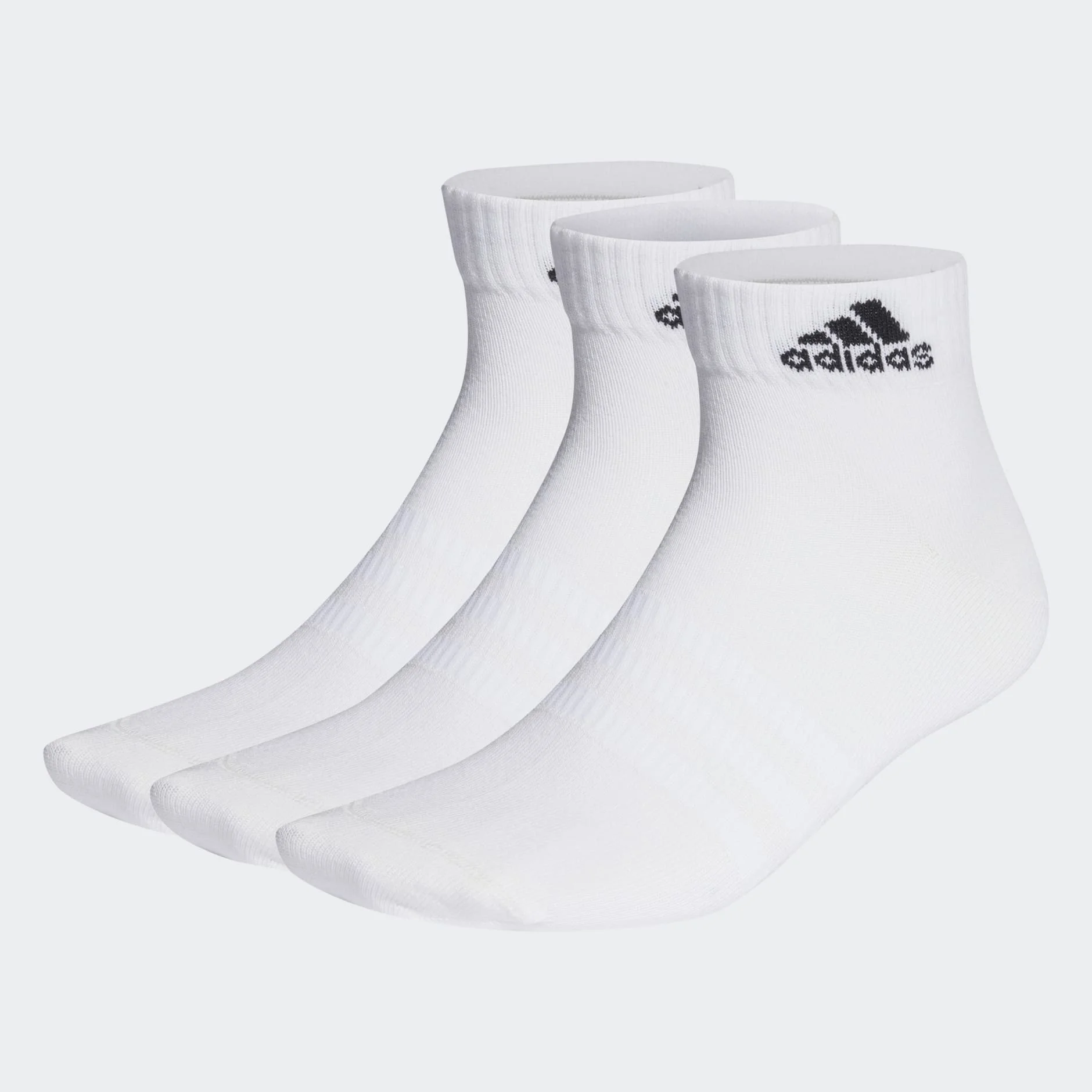 adidas Thin and Light Ankle Socks Solid Color with Logo Print Casual Sports Training Short Socks Unisex 3-Pair Pack White HT3468