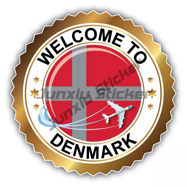 Naklejka Mapa Dania Kopenhaga Flaga Nordyckie Kraj Pamiątka Podróżna Naklejka Akcesoria Zasłonka Ścieranie Ochrona UV Grafika PVC