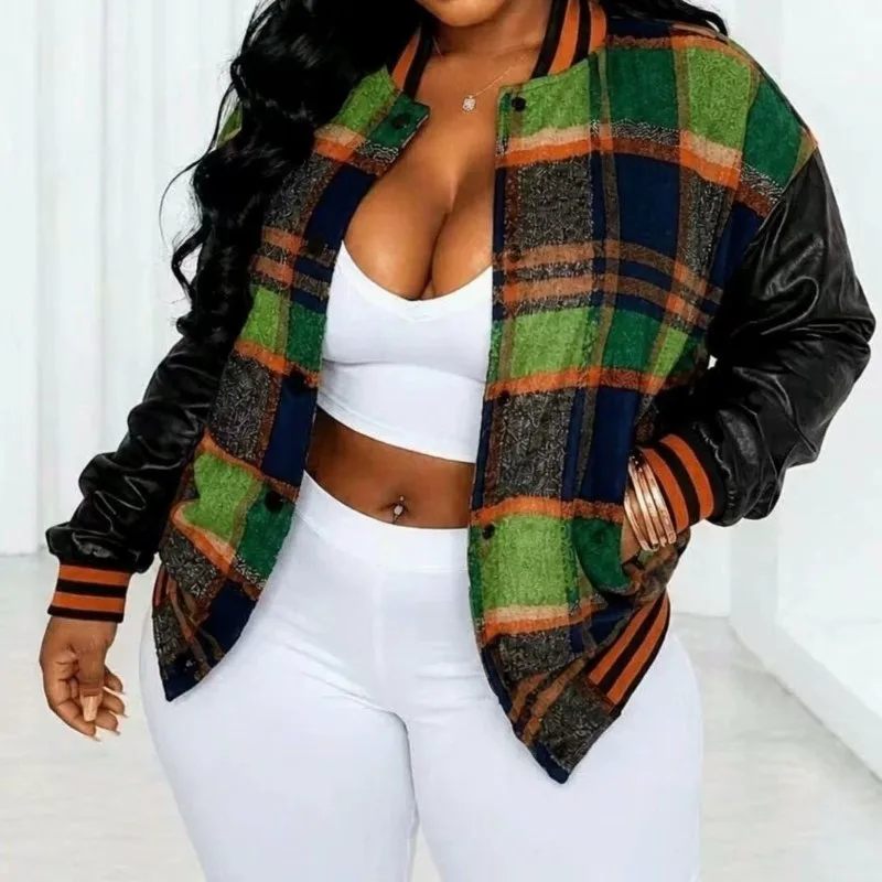 2026 New Women's Autumn And Winter Jacket Plaid Contrasting Street Style Retro Rock Spicy Girl Music Festival Style Short Jacket
