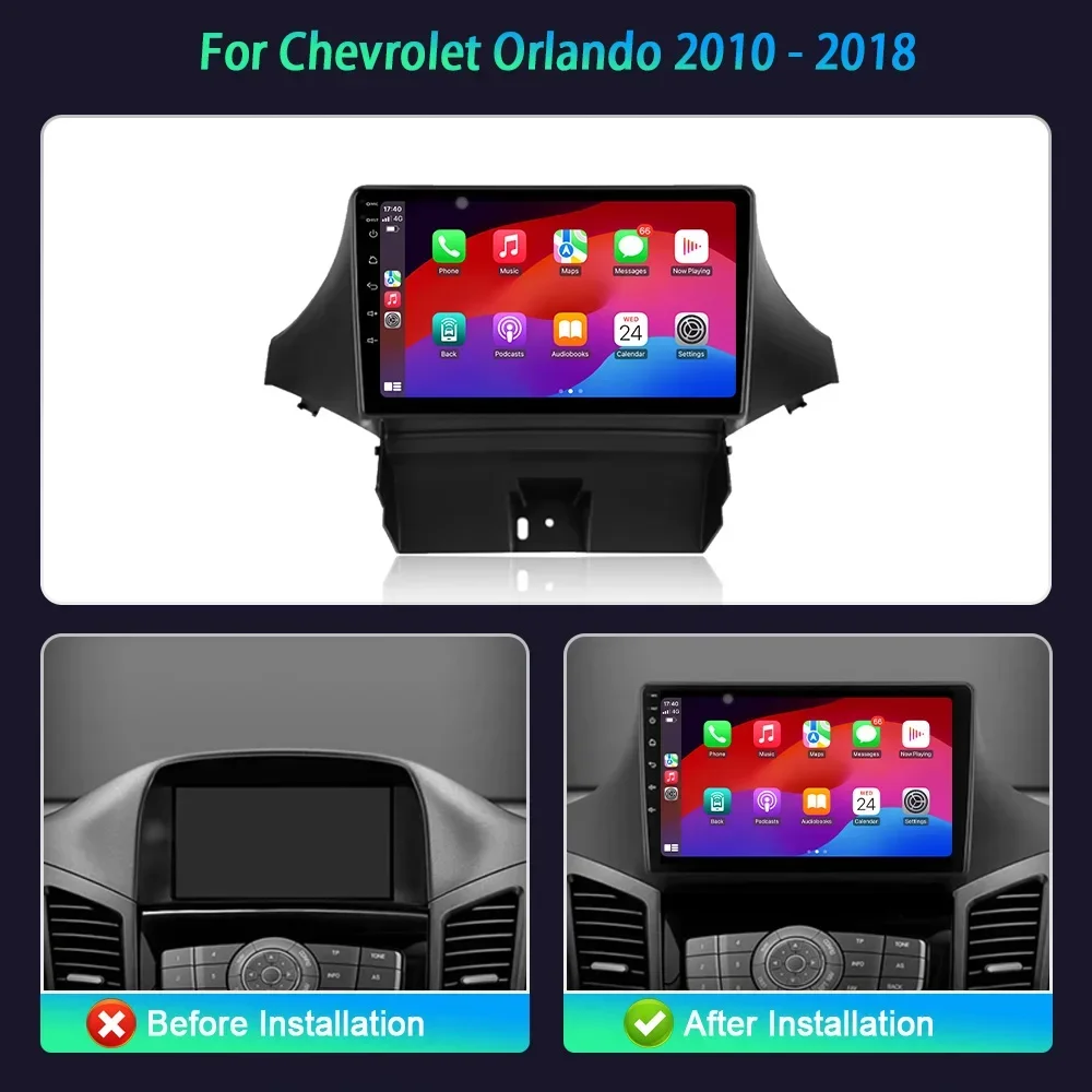 Android 14 For Chevrolet Orlando 2010-2018 Car Radio 4G GPS Multimedia Stereo Navigation Auto Wireless Bluetooth Carplay Screen