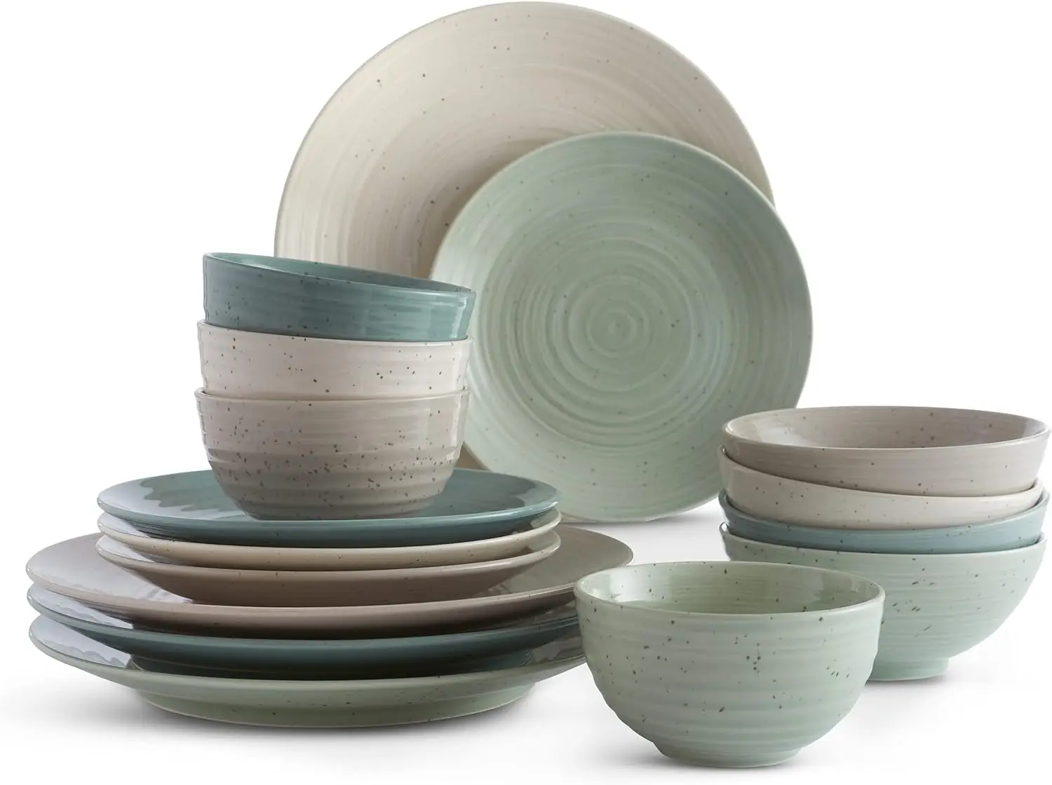 Artist's Blend 16-Piece Dinnerware Set with Round Plates and Bowls