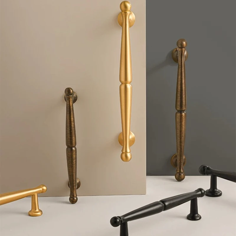 French Cabinet Door New Luxury brass Pulls Golden High-End Furniture Drawer Handles Kitchen Cabinet Single-Hole Small Pullsbras