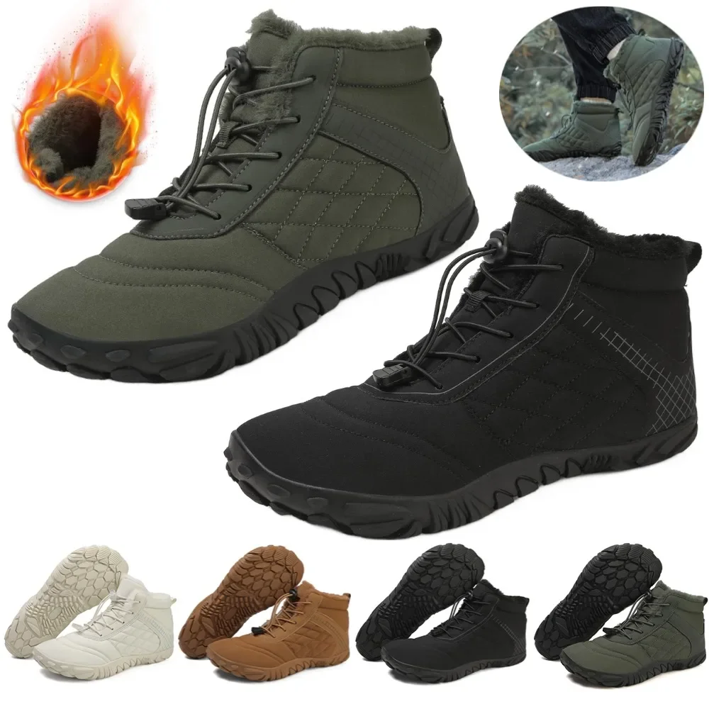 

Men Women Snow Boots Waterproof High-Top Barefoot Boots Winter Ankle Boots Plush Warm Snow Shoes Outdoor Trekking Hiking Sneaker