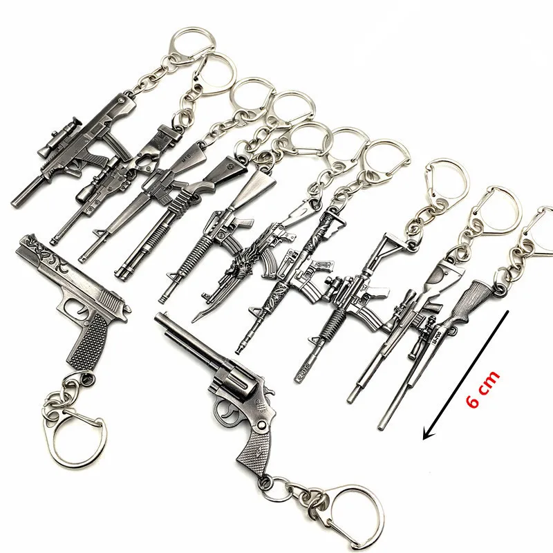 Around The Game Around The Fire Line Ak47 Weapon Pistol Assault Rifle Sniper Gun Cf Car Pendant Mini Key Ring Bag Pendant New