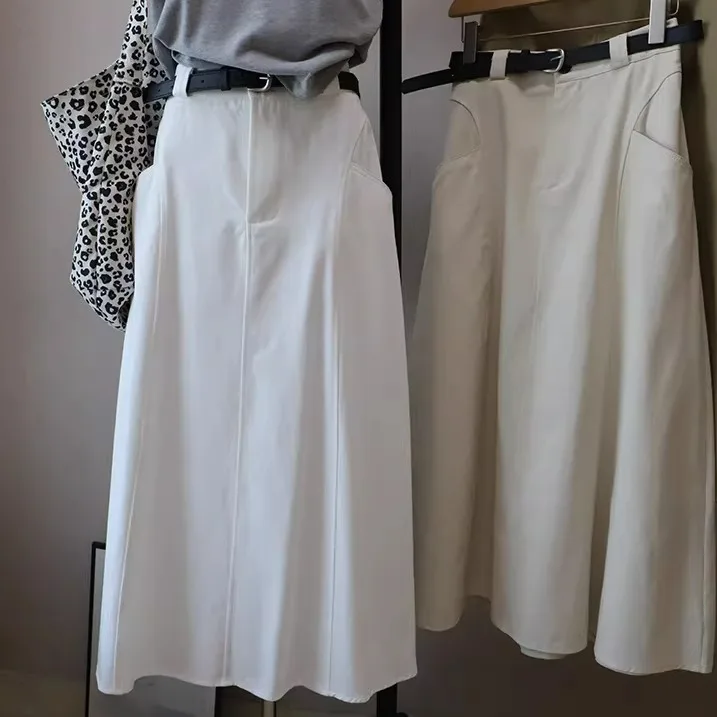 

Ретро простая хлопковая юбка-зонтик, женская ранняя весна, новая повседневная утягивающая юбка трапециевидной формы с высокой талией, плиссированная юбка-миди