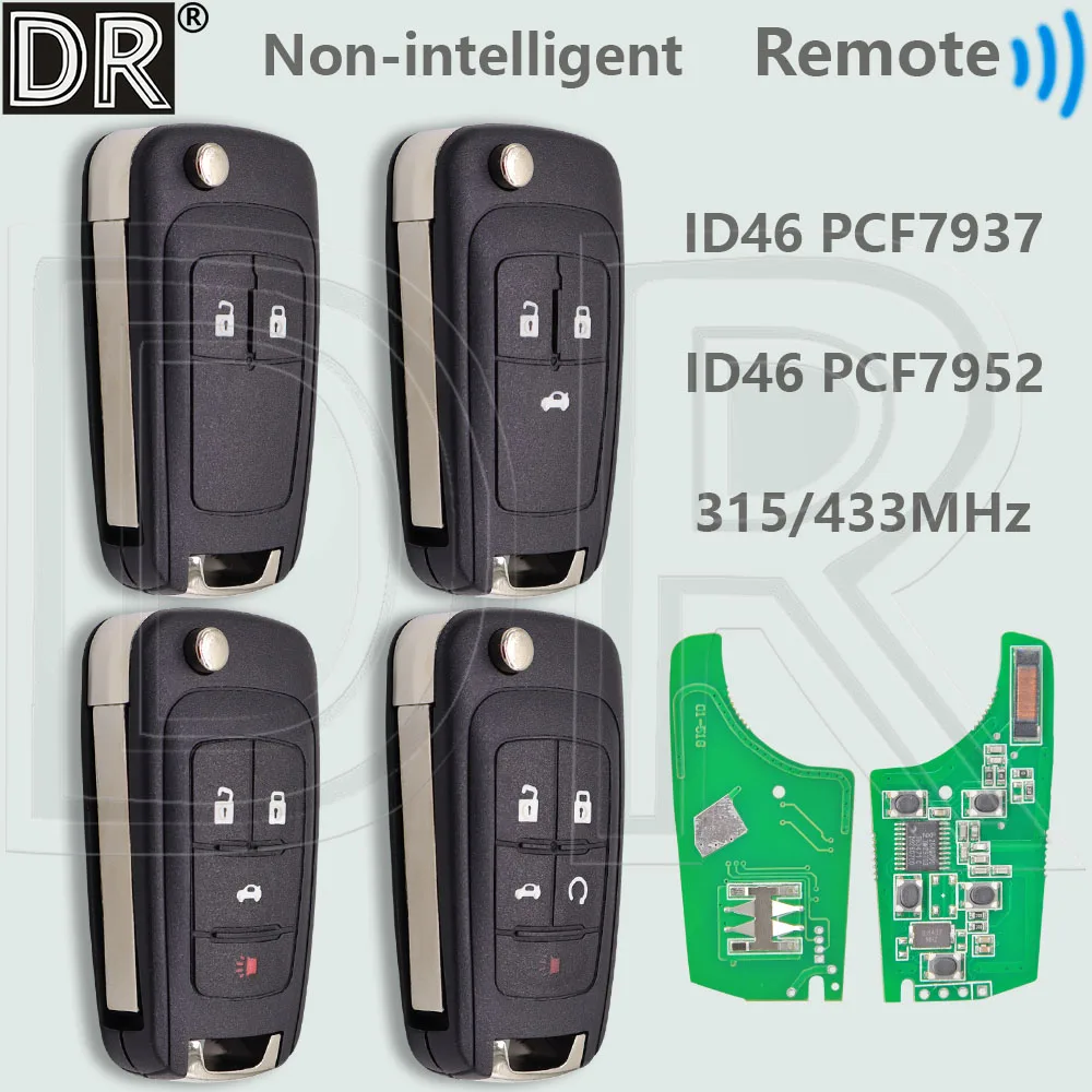 DR ID46 PCF7937 PCF7952 315MHz 433MHz Flip Car Remote Control Key For Chevrolet Malibu Cruze orlando Equinox Aveo Spark Sail