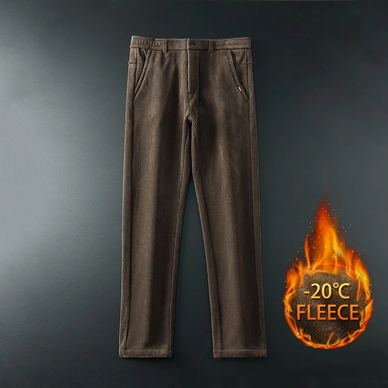 Pantalons en velours côtelé pour hommes, pantalons d'affaires décontractés, en peluche, extensibles, Slim, petits pantalons droits, pantalons d'affaires en peluche