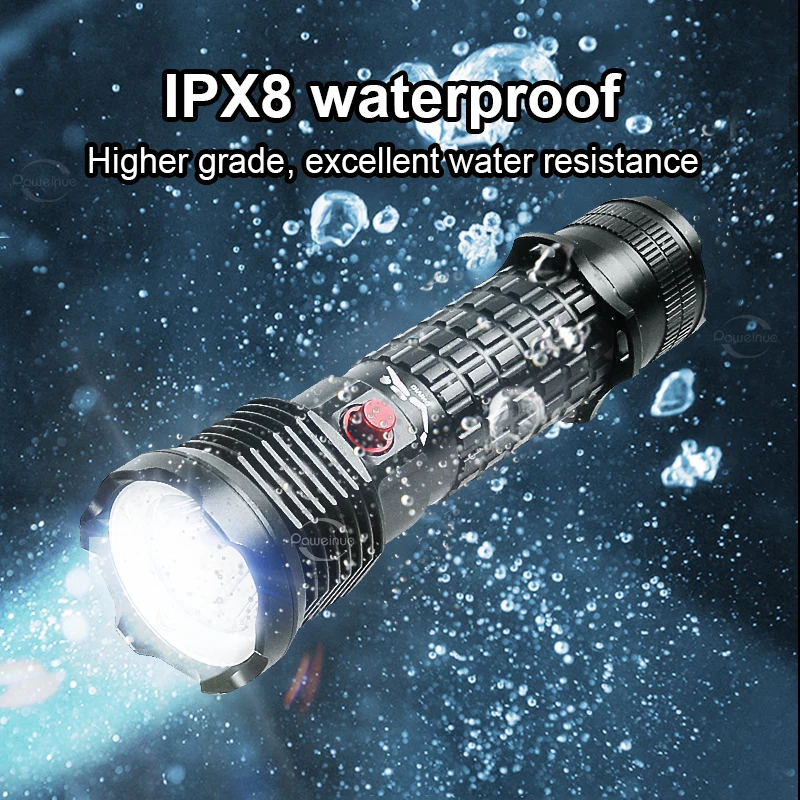 Professional Spearfishing Hunting Scuba XHP199 LED Dive Light 9900 Lumens Diving Flashlight 26650 Torch Underwater Flashlight