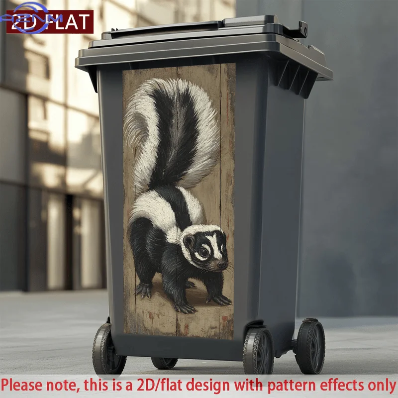 Pegatina decorativa autoadhesiva de PVC con diseño de gambá, diseñada para usar en contenedores de basura o paredes. Esto es resistente al agua y S...