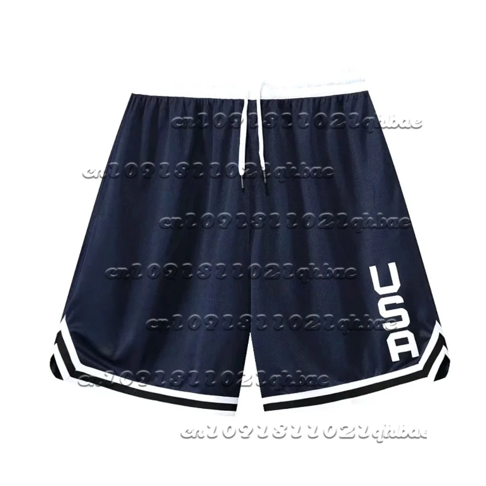 

USA Printed Basketball Shorts Training Men's Sports Shorts Loose Cycling Training Running Three Headed Wolf Printed Shorts