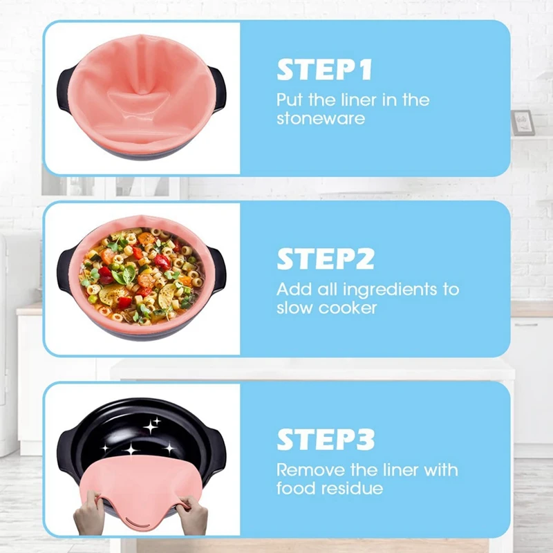 2 Pack Slow Cooker Liners - Reusable Cooker Divider, Silicone Cooking Bags Fit 6 Quarts Pot