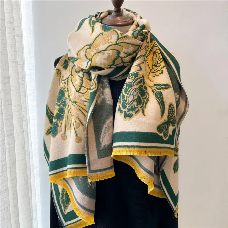 New imitation cashmere scarf women's, retro ethnic style warm scarf shawl