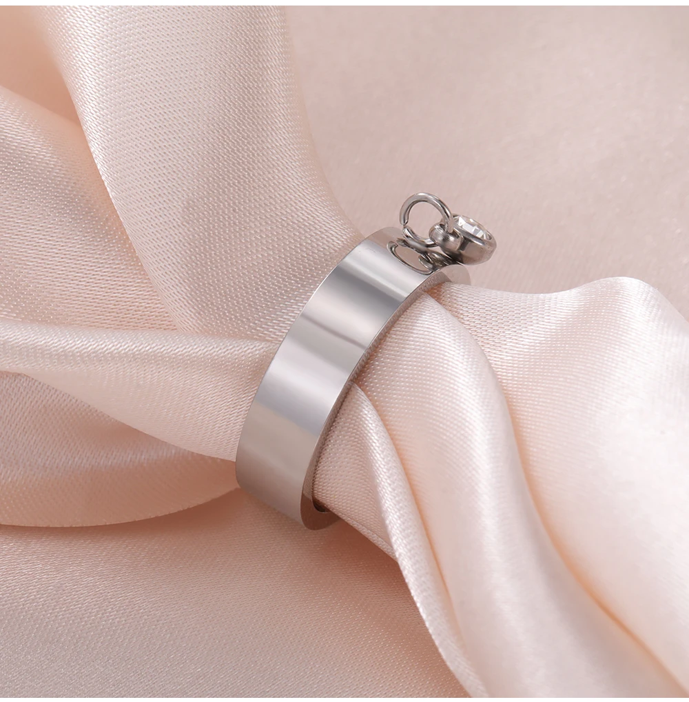 COOLTIME Mode Minimalistischen Frauen Ring Edelstahl Gold Farbe Mit Charme Zirkon Anhänger Ring Schmuck Hochzeit Geschenk – Detail 7