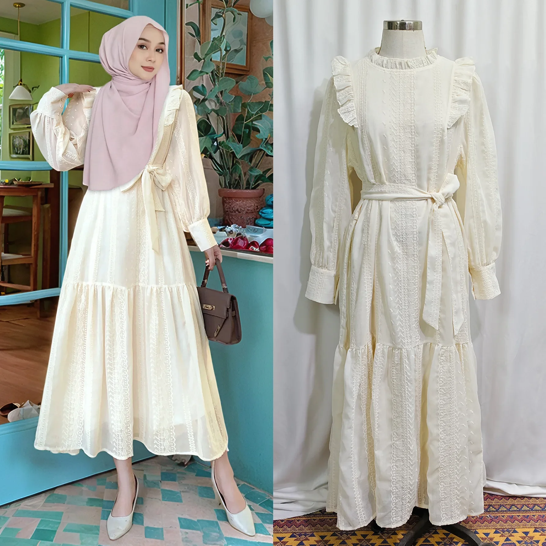 Eid mubarak dubai branco abaya plissado maxi vestido feminino muçulmano ramadan vestido peru kaftan jalabiya caftan musulmane femme vestidos