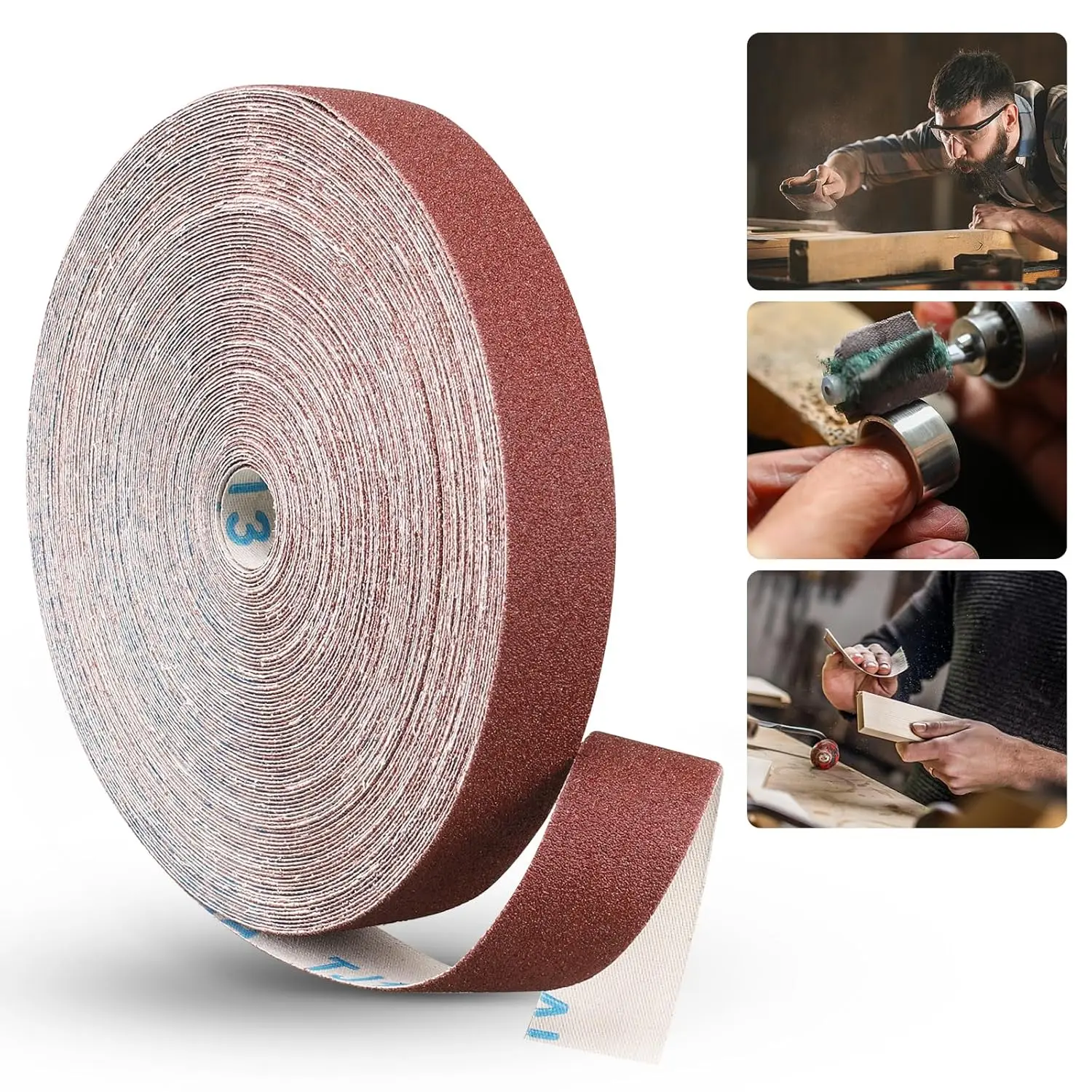 6M Sandpaper Roll (80/150/320 Grit) – Emery Cloth Abrasive Sheets for Drum Sander, Suitable for Woodworking, Automotive & Metal