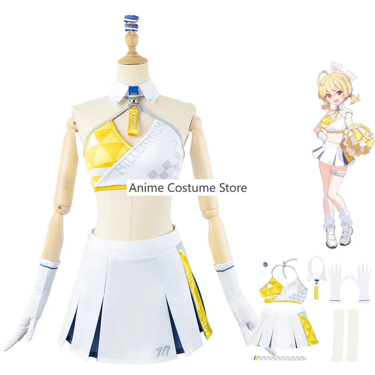 

Anime Blue Archive Toyomi Kotori Cosplay Costume Cheerleading Team Uniform Skirt Sportswear Woman Sexy Carnival Party Suit