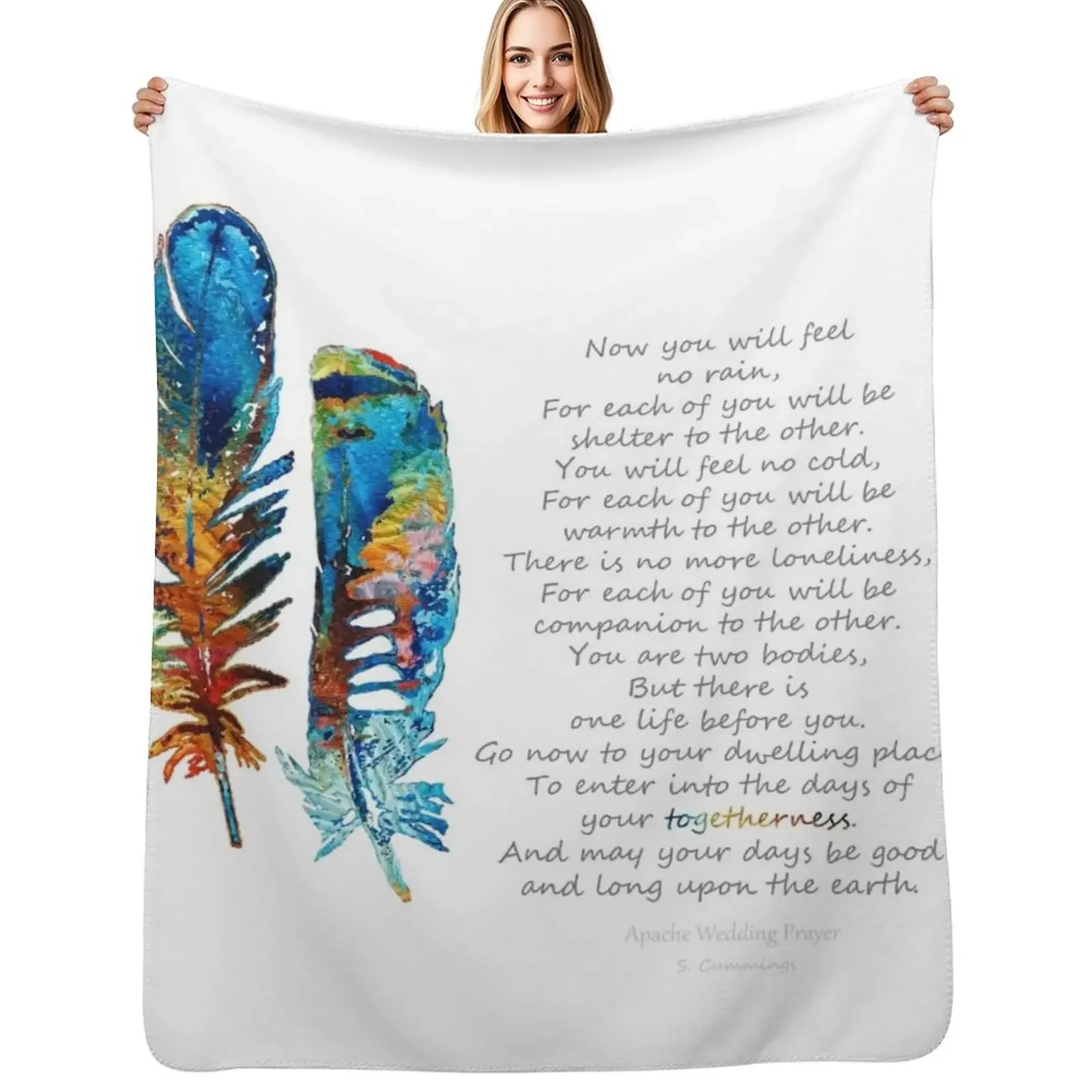 

Togetherness - Native American Wedding Prayer - By Sharon Cummings Throw Blanket Furry halloween Soft Luxury Brand Blanket