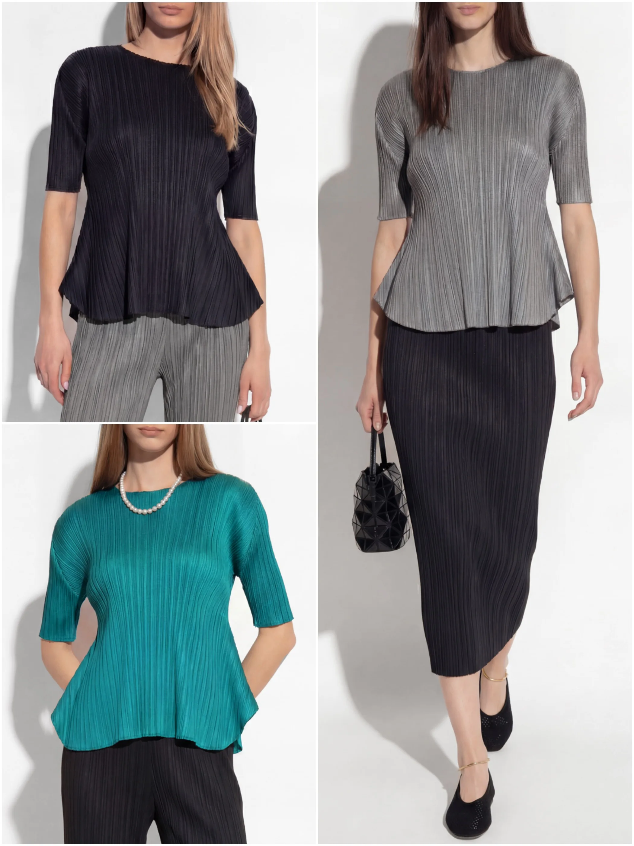 

High Waist Pleated Short Sleeve T-Shirt round Neck Women's Top Luster Sanpei Xinyuzhishou Polyester Fiber 2026 Spring