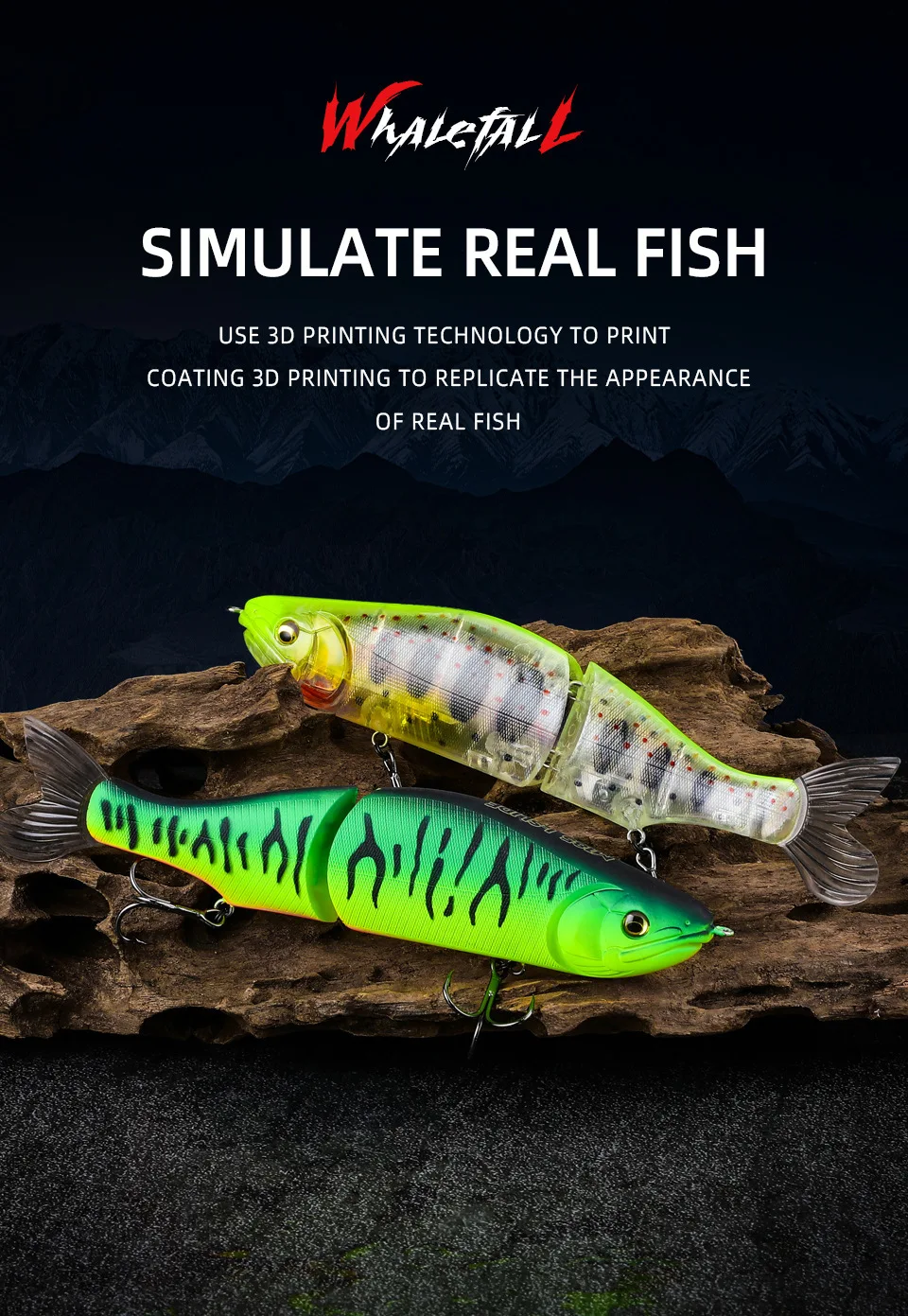 BEARKING Glide bait Lures 185mm 64g Jointed Swimbait ABS Body With Soft Tail SwimBaits 185 Glidebait to Target Big Bass view 6