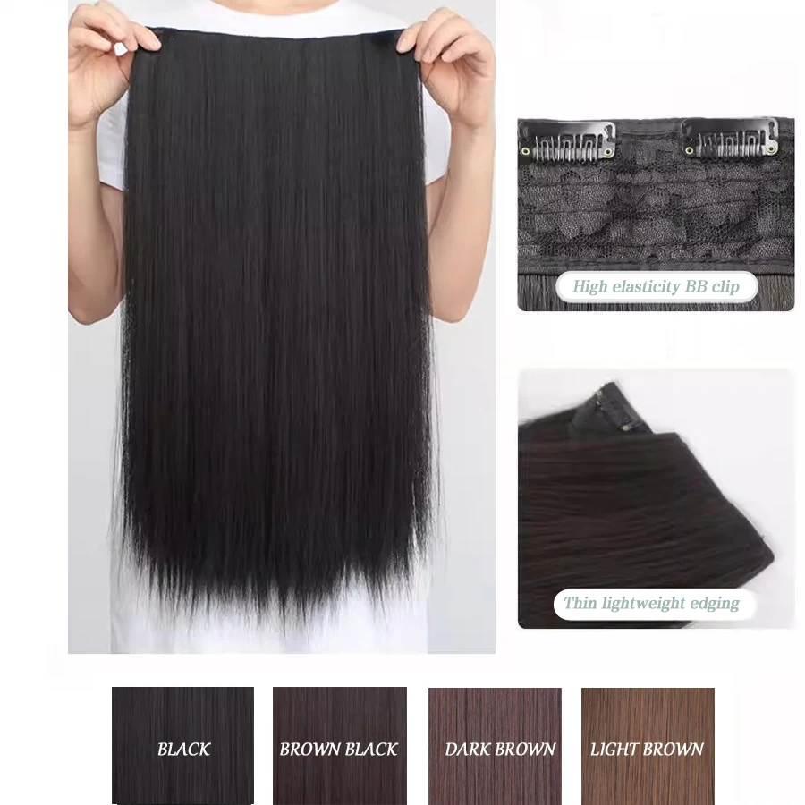 Synthetic straight hair extenstion for women heat-resistant silk material that can be heated and stretched