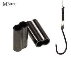 MNFT Black Mini Double Barrel Copper Sleeves for Mono Steel Wire Crimps Fix Tube Saltwater Fishing Rigging Accessories