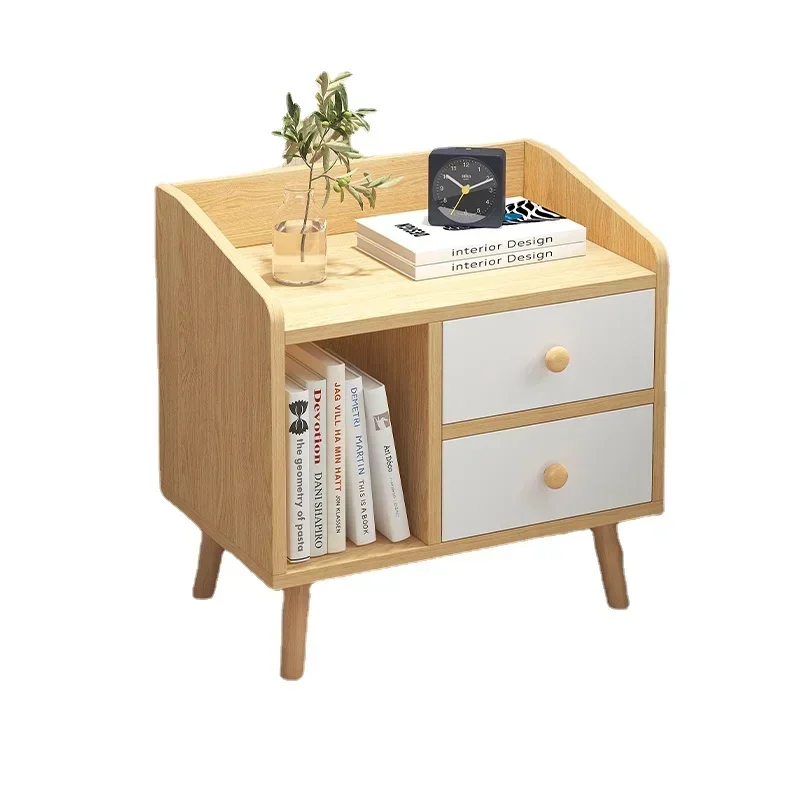 Luxury Beautiful Nightstand Wood Minimalist Modern Organizer Bedside Table Shelves Storage Simple Mesita De Noche Furniture