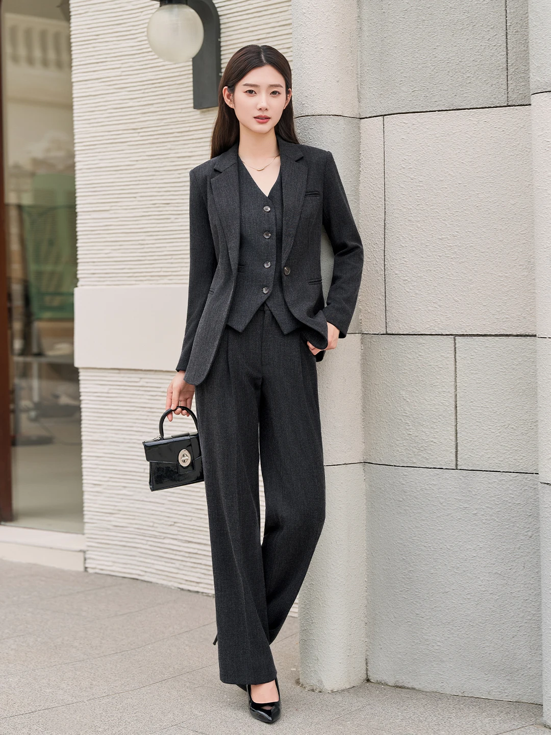 Professional Women's Career Suit Jacket Casual Versatile OL Commute Formal Workwear Polyester Fiber Long Sleeve  Color