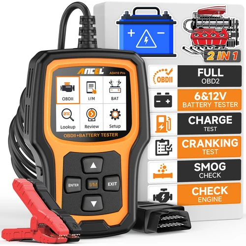 Lector de código ANCEL AD410 PRO + motor de comprobación de prueba de batería con herramientas de diagnóstico de coche con función OBD2 completa